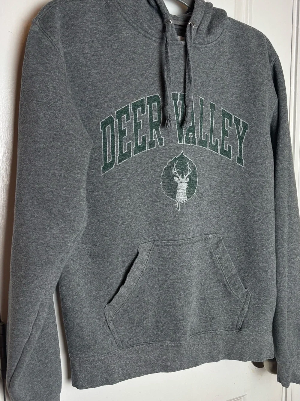 Deer Valley Gear for Sports Big Cotton Hoodie Gray Green Unisex Small Ski